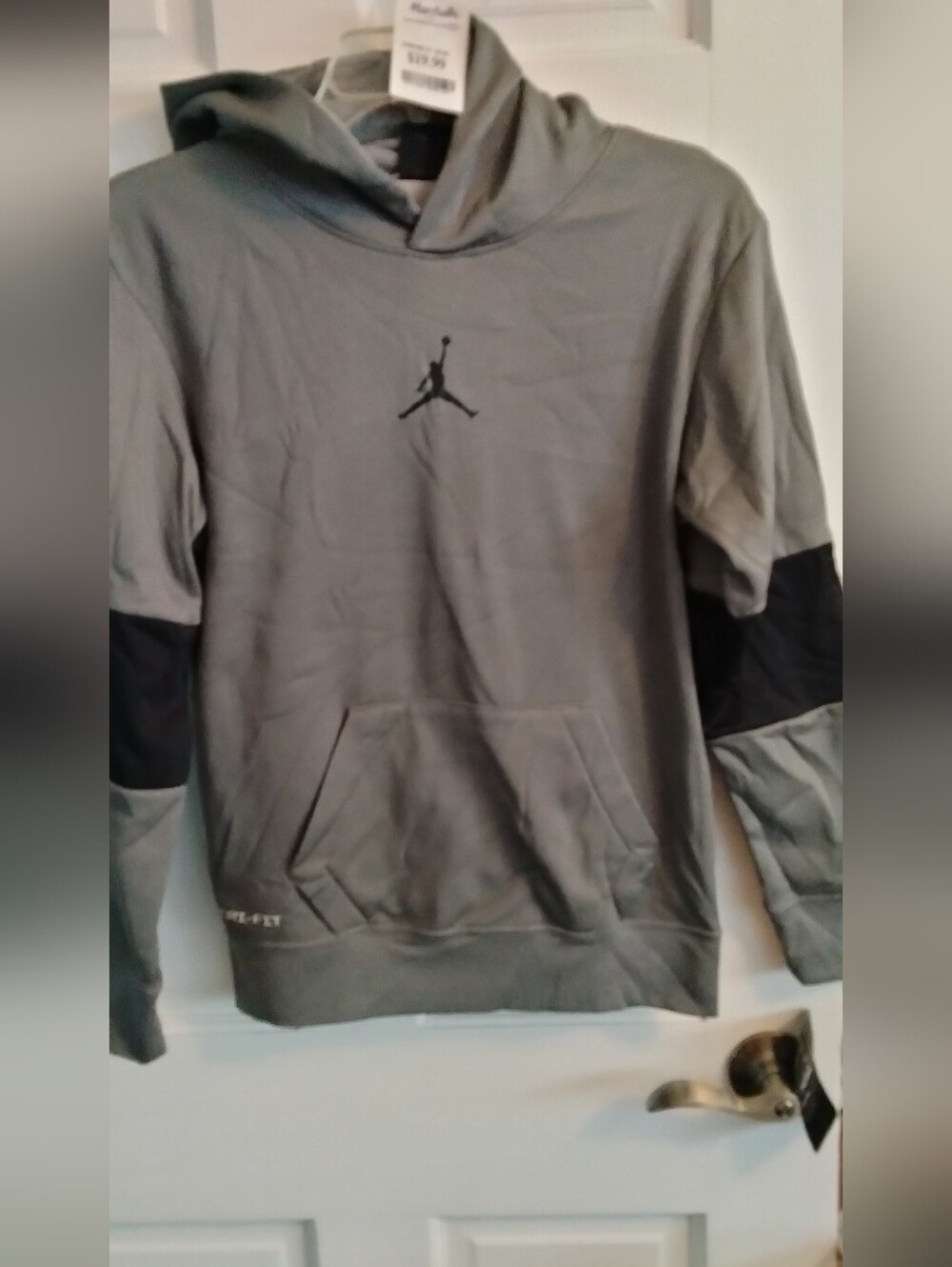 Jordan Gray Hoodie with Black Jumpman and Sleeve Panels